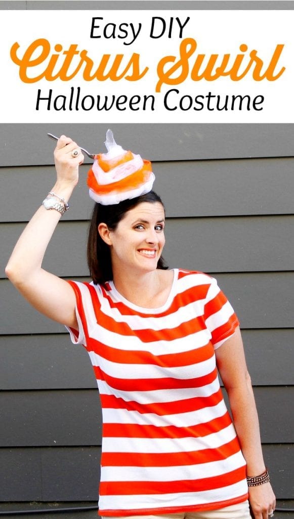 This DIY Citrus Swirl inspired Halloween costume is easy and fun. If you need a quick Halloween costume, try this one on for size.