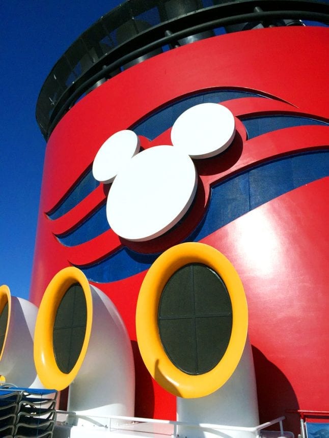 Red funnel on a Disney Cruise Line ship