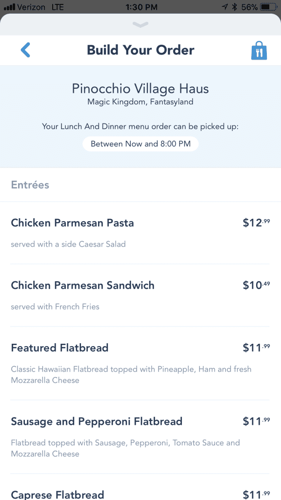 Building your own order is easy with Disney's Mobile Order