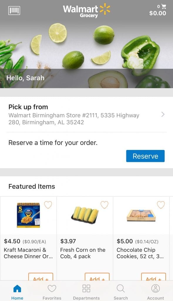 Walmart Grocery App Screenshot