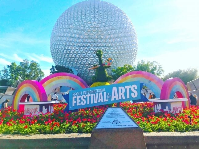Entrance display for the Festival of the Arts at Epcot
