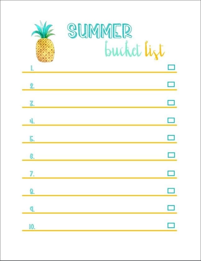 Printable Summer Bucket ListFree Download! Sarah in the Suburbs