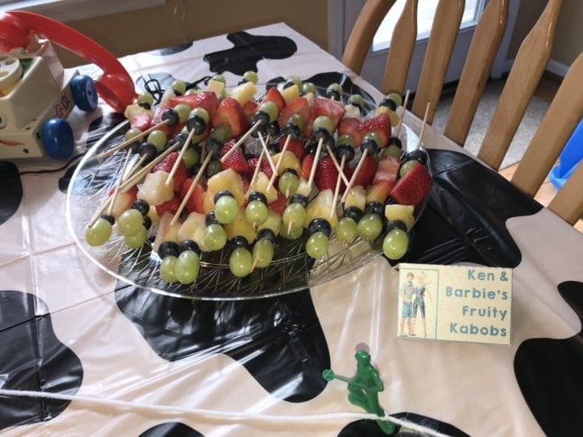 Toy Story Party Food includes Ken and Barbie Fruity Kabobs