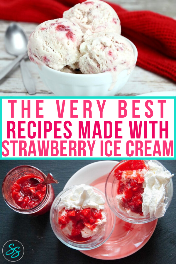 These strawberry ice cream recipes are amazing! From ice cream to cakes to popsicles, enjoy strawberry ice cream in a whole new way! #strawberryicecream #dessertrecipe #icecreamrecipe