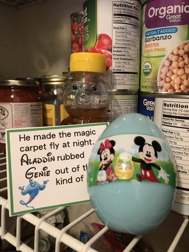 Hidden clue for Disney themed Easter hunt.