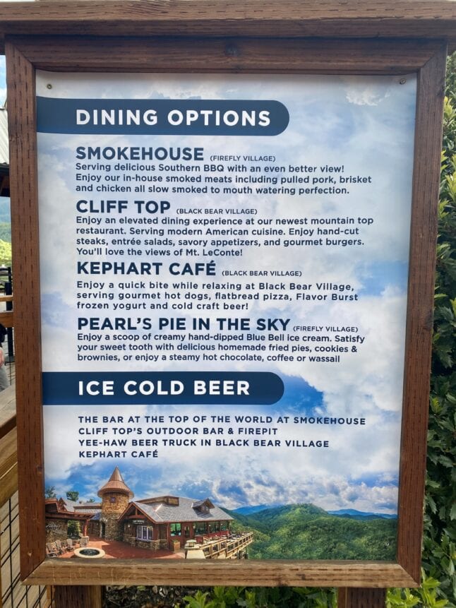 Various dining options at Anakeesta.